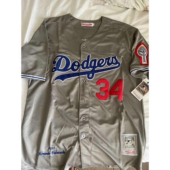 Fernando Valenzuela Los Angeles Dodgers Jersey #34 Mitchell Ness Vintage Large